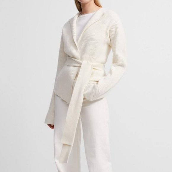 Theory Belted Sweater Jacket in Felted Wool-Cashmere